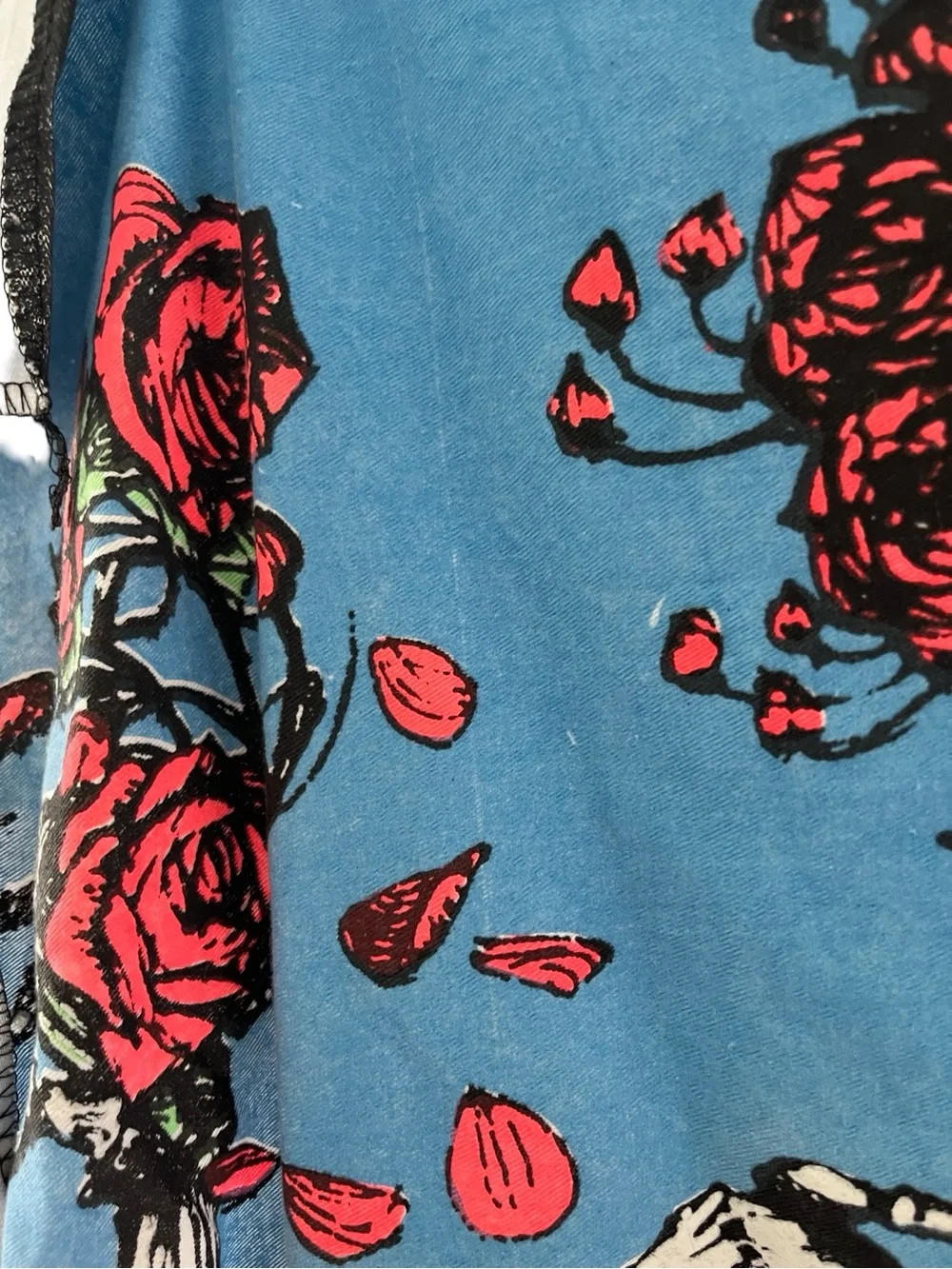 Vintage Opticz Blacklight Tapestry Skeleton Roses Grateful Dead Psychadelic